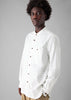 Garment Dyed Oxford Grandad Collar Shirt | Chalk