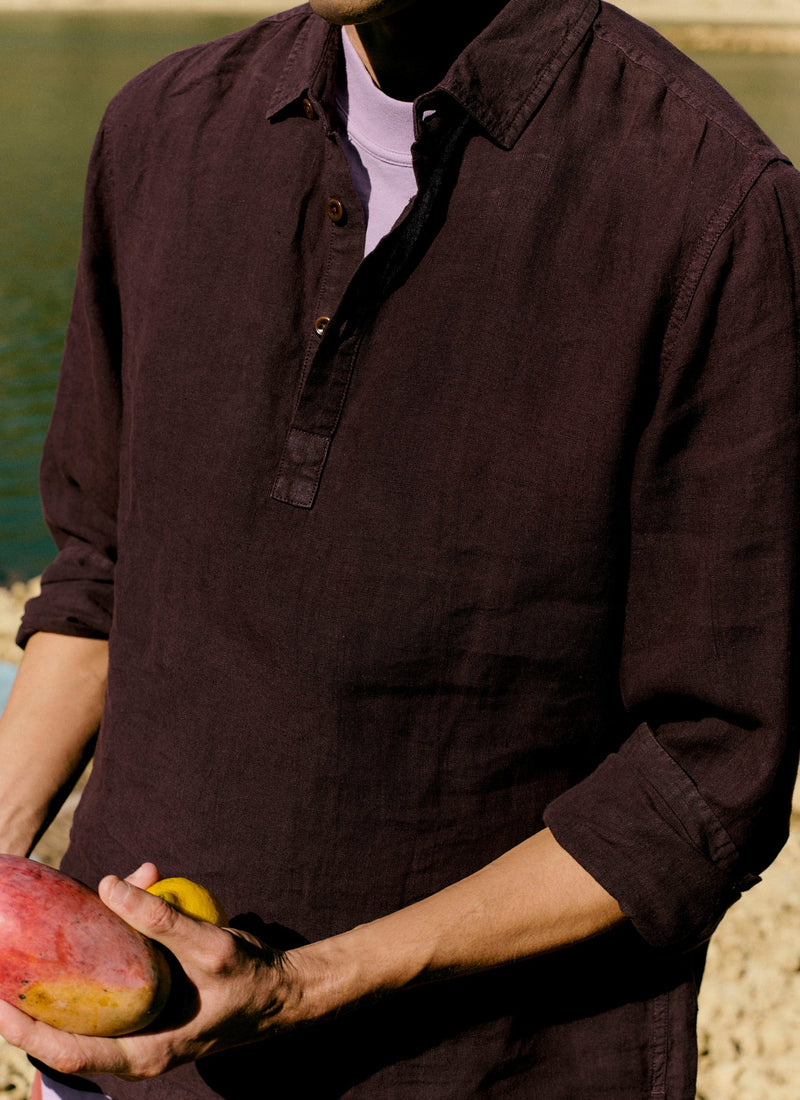 Half Placket Linen Shirt | Rich Earth