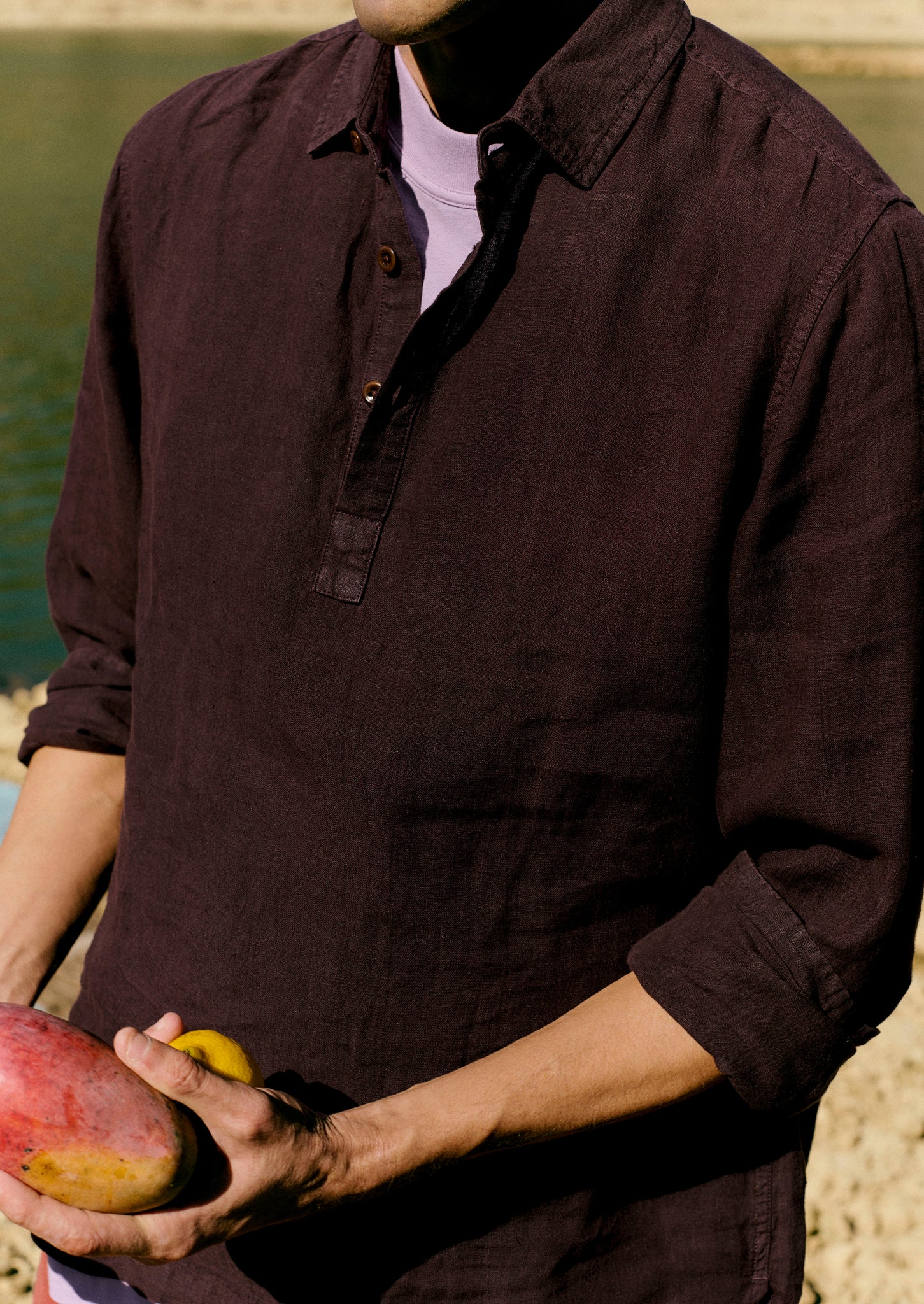 Half Placket Linen Shirt | Rich Earth | TOAST