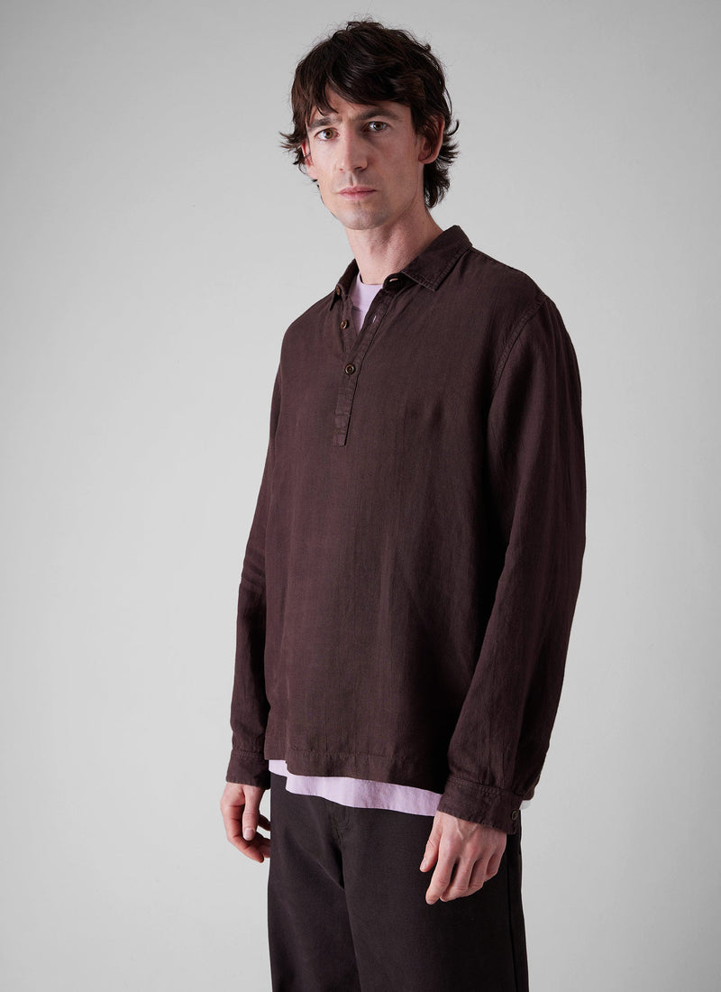 Half Placket Linen Shirt | Rich Earth