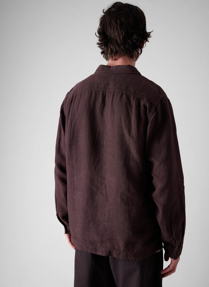 Half Placket Linen Shirt | Rich Earth