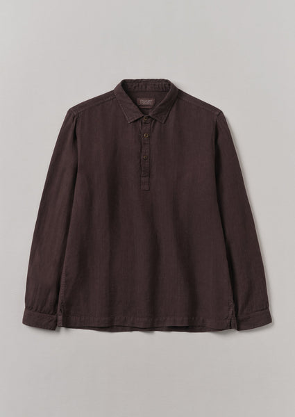 Half Placket Linen Shirt Rich Earth
