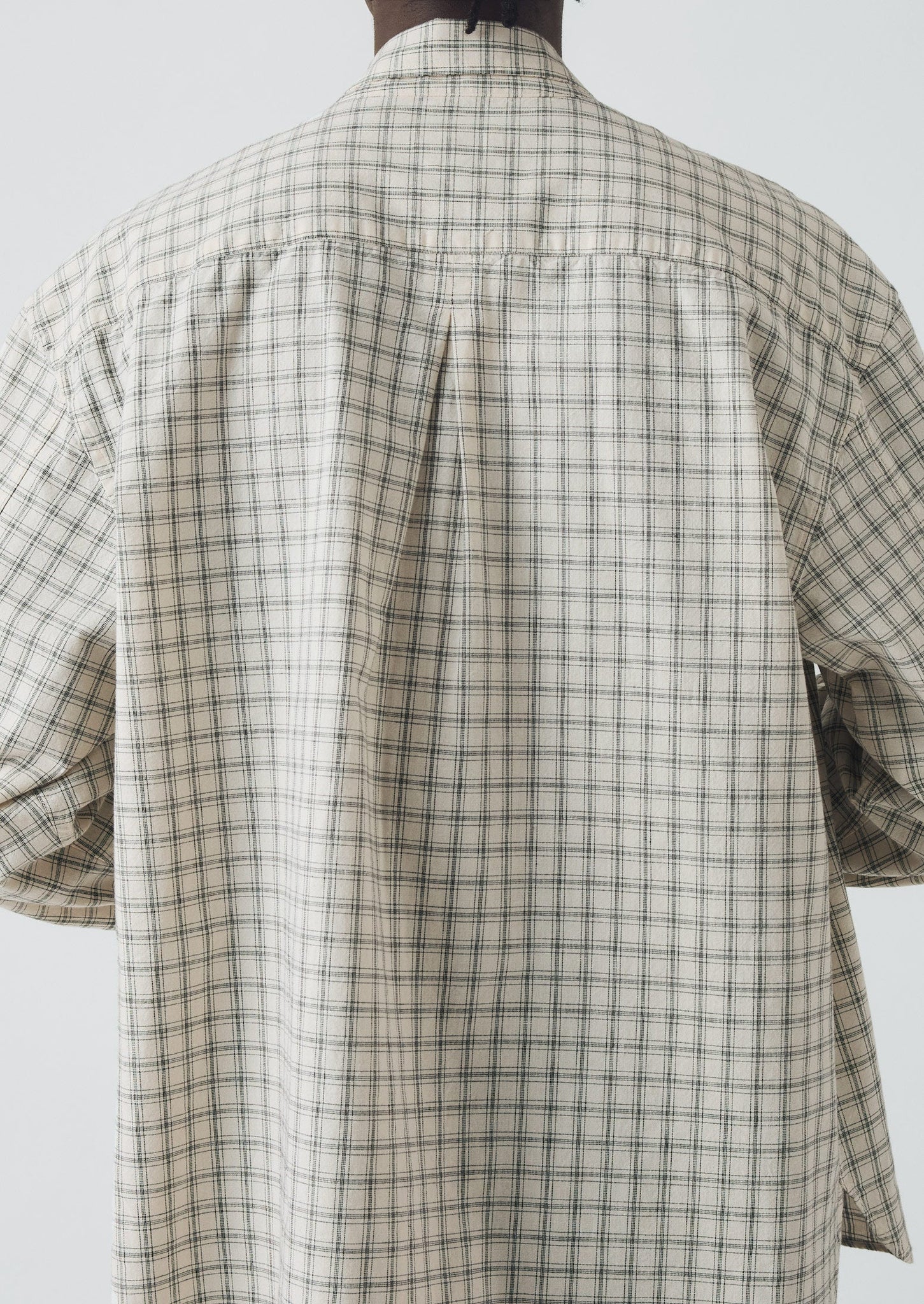 Cotton Window Pane Check Shirt | Ecru/Slate