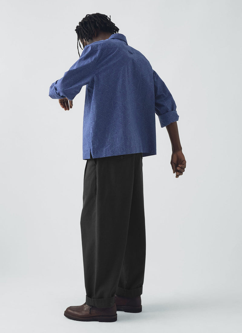 Tile Block Print Shirt | Misty Blue