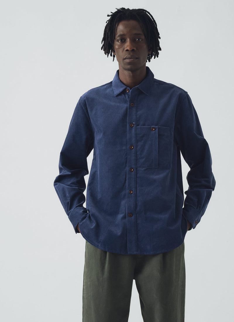 Cord Workwear Shirt | Denim Blue