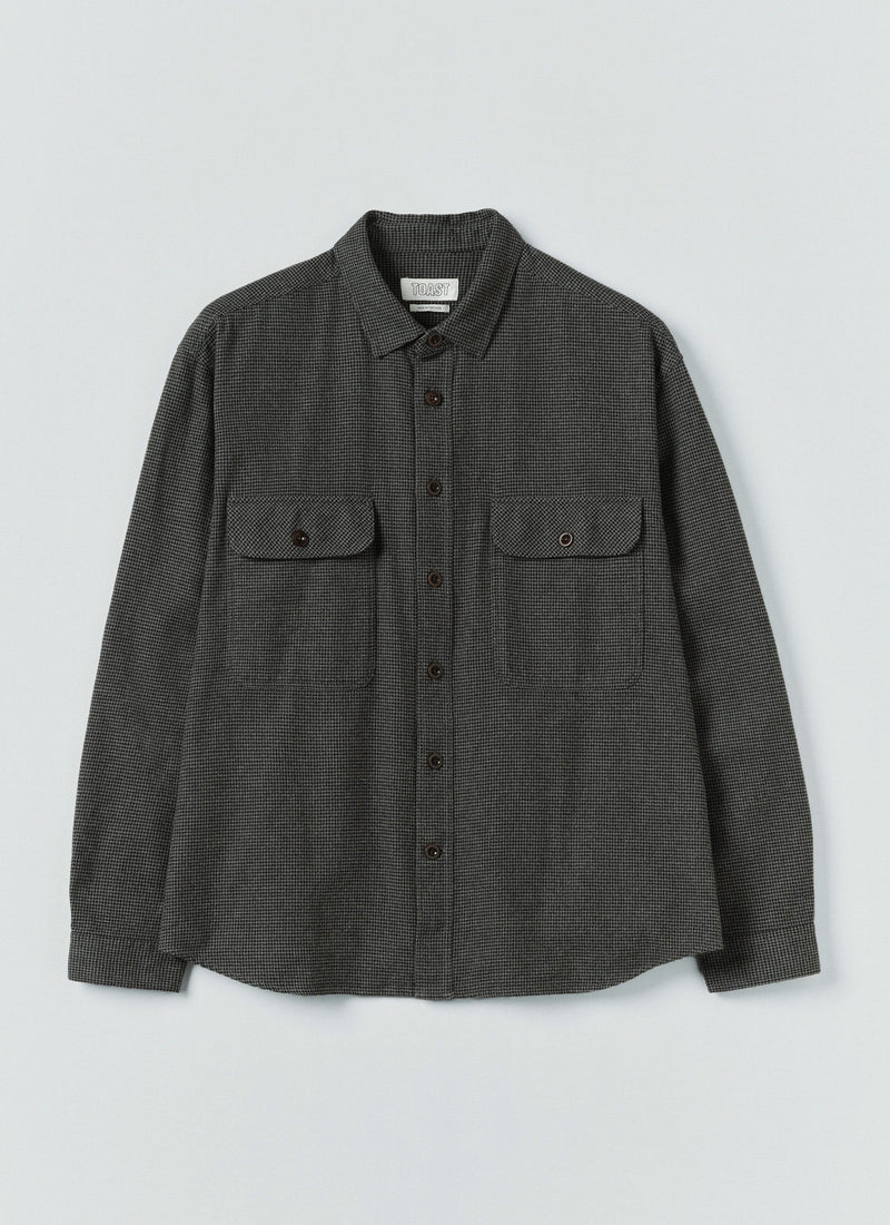 Brushed Cotton Workwear Shirt | Charcoal Grey