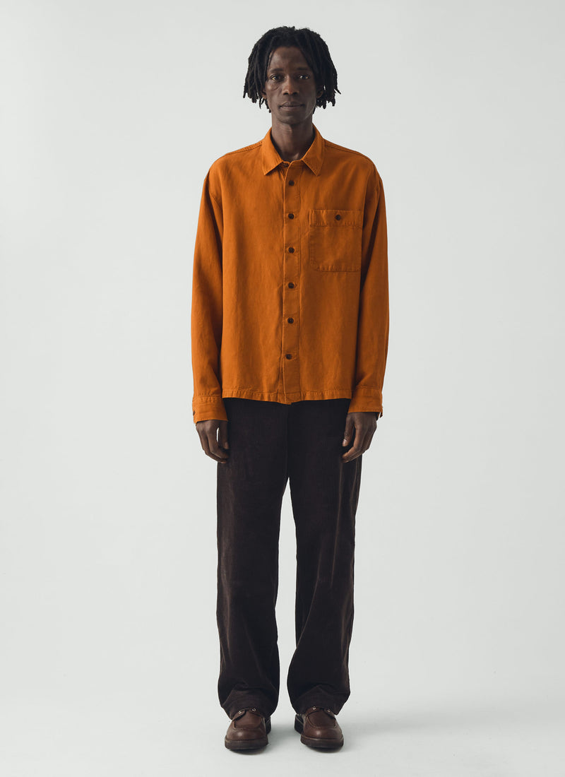 Lyocell Linen Herringbone Shirt | Light Umber