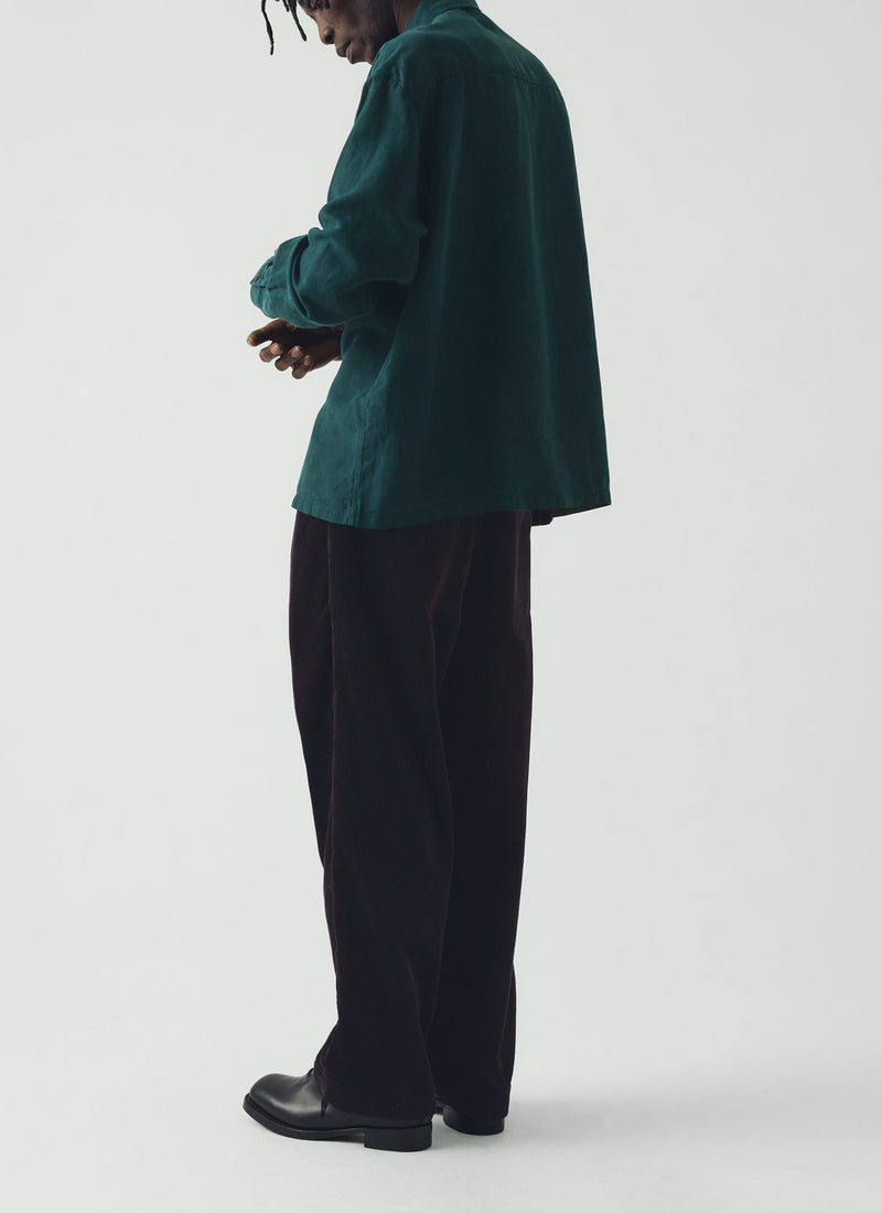 Lyocell Linen Herringbone Shirt | Peacock Blue