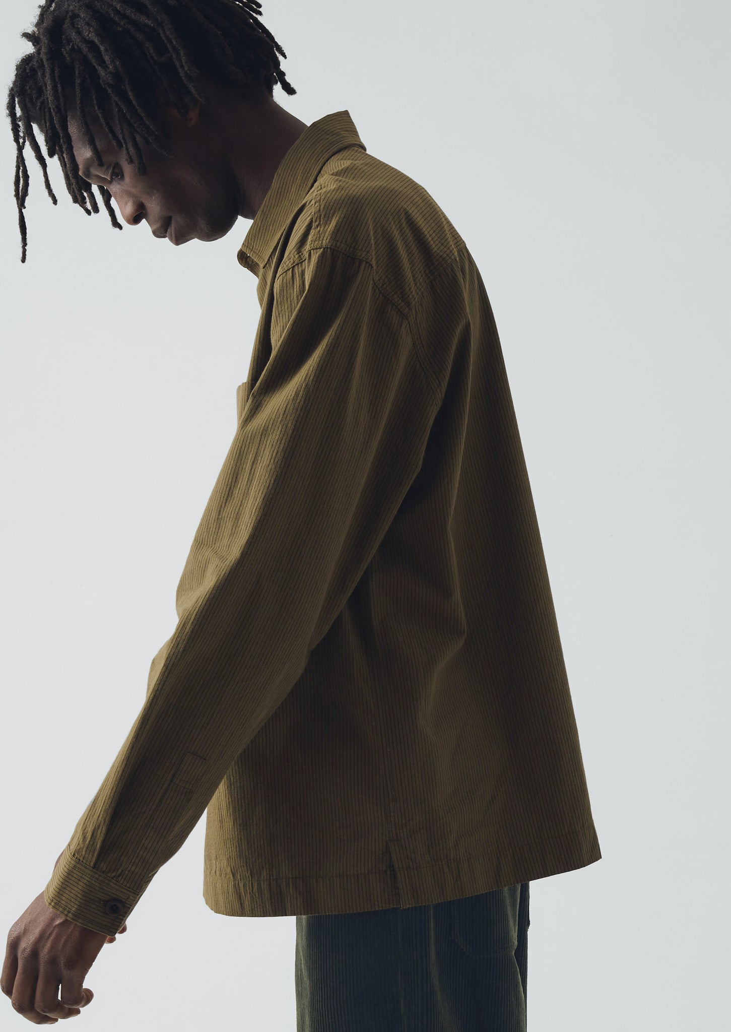 Large Pocket Popover Stripe Shirt | Olive