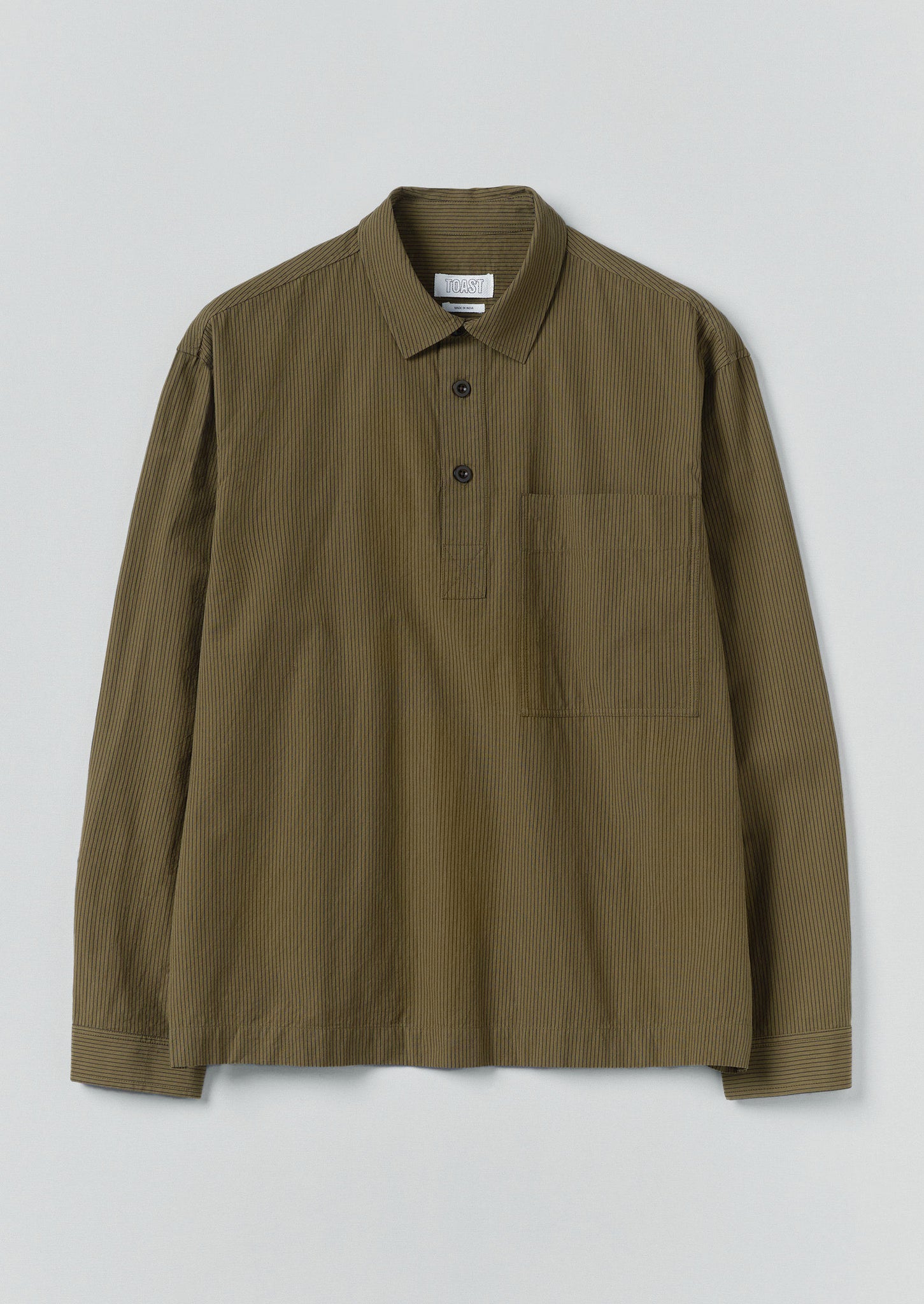 Large Pocket Popover Stripe Shirt | Olive