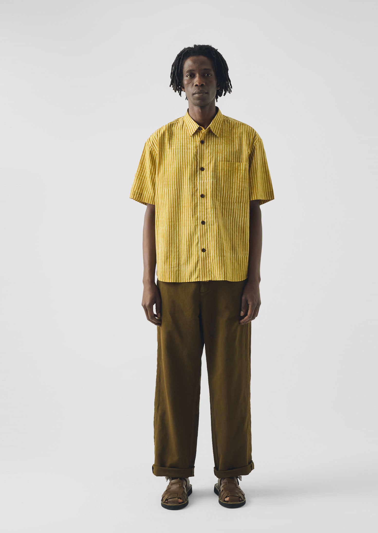 Natural Dye Stripe Cotton Shirt | Turmeric | TOAST