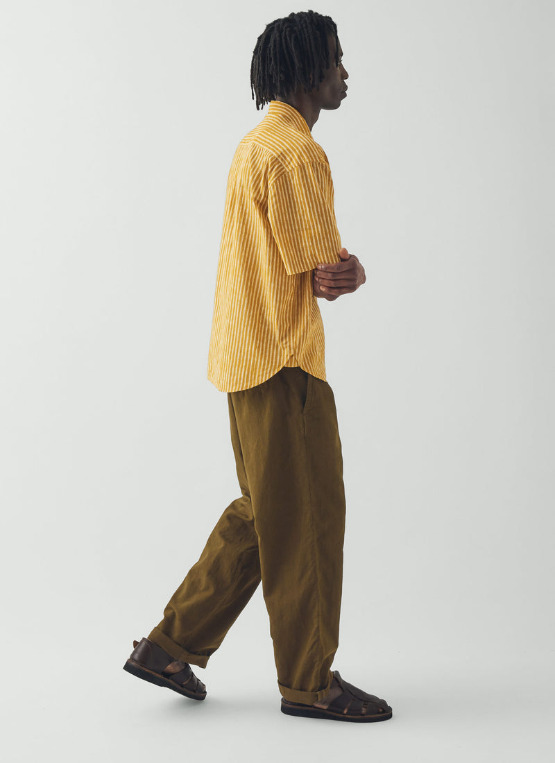 Natural Dye Stripe Cotton Shirt | Turmeric