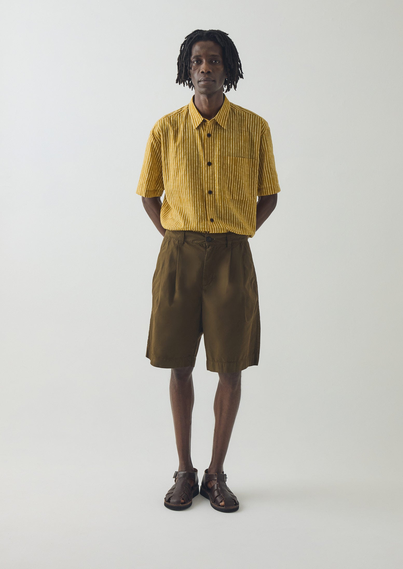 Natural Dye Stripe Cotton Shirt | Turmeric | TOAST