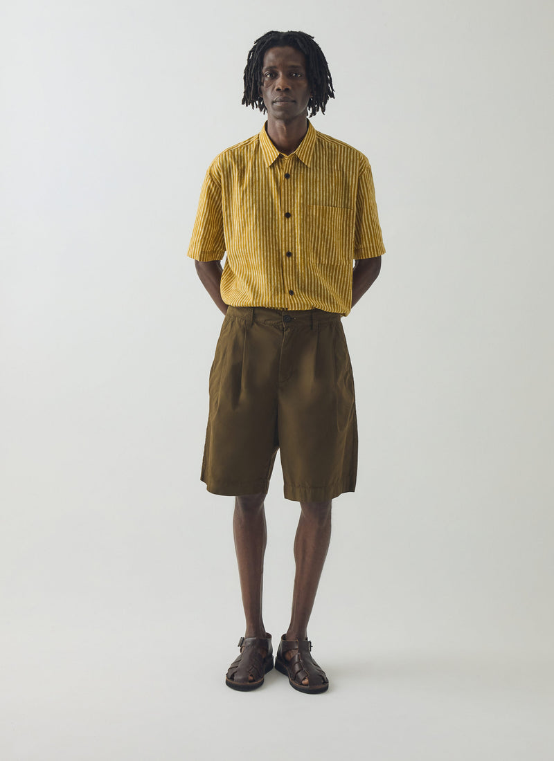 Natural Dye Stripe Cotton Shirt | Turmeric