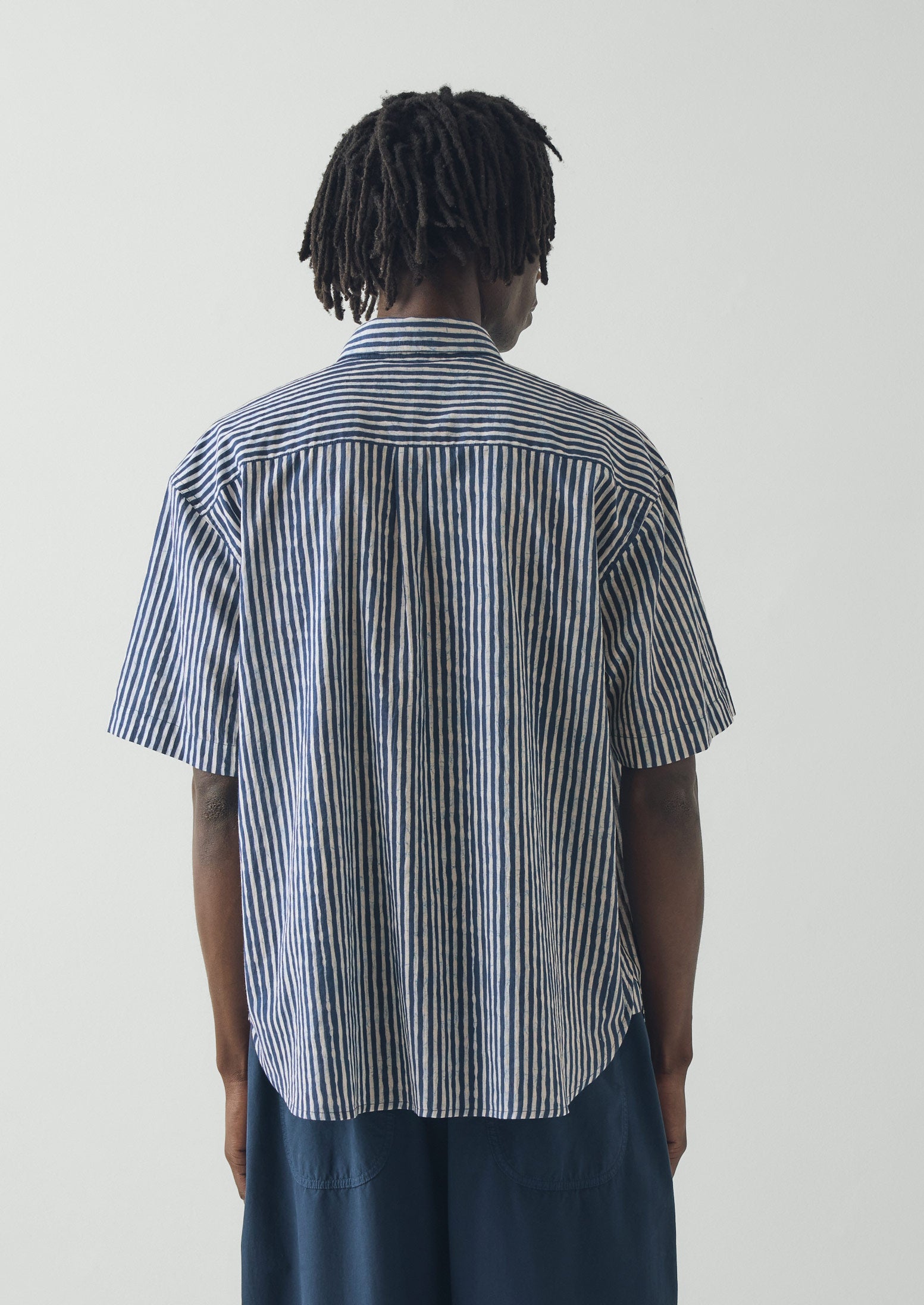 Natural Dye Stripe Cotton Shirt | Indigo | TOAST