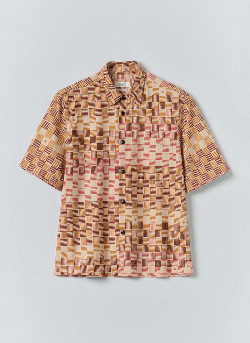Variegated Block Print Cotton Shirt | Mace