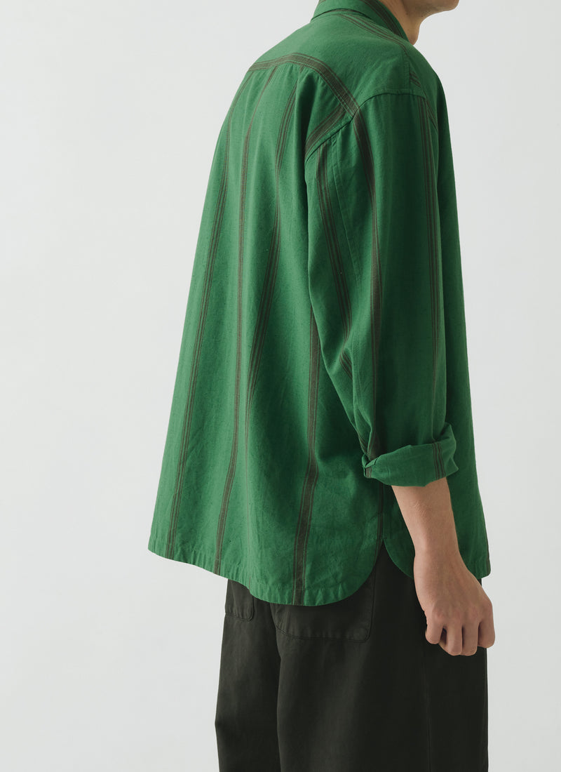 Tea Towel Stripe Cotton Linen Shirt | Sea Green