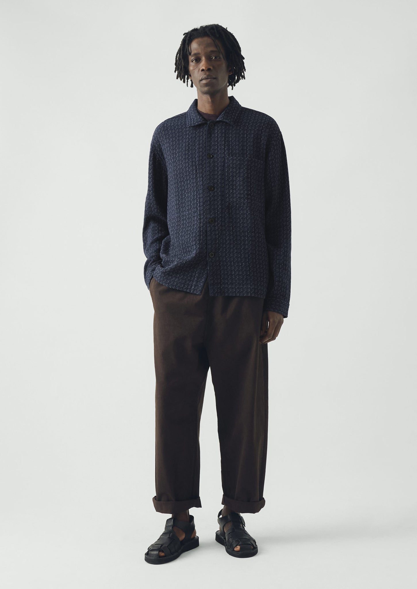 Scatter Stitch Cotton Shirt | Indigo