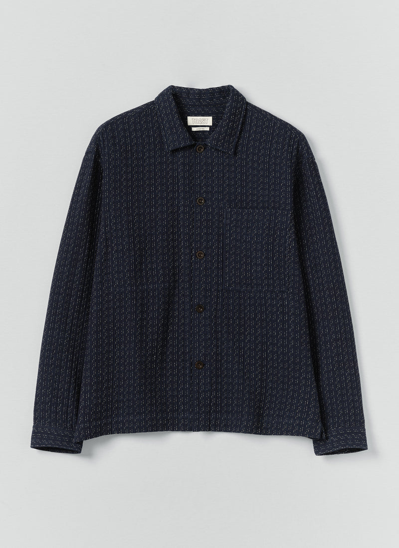 Scatter Stitch Cotton Shirt | Indigo