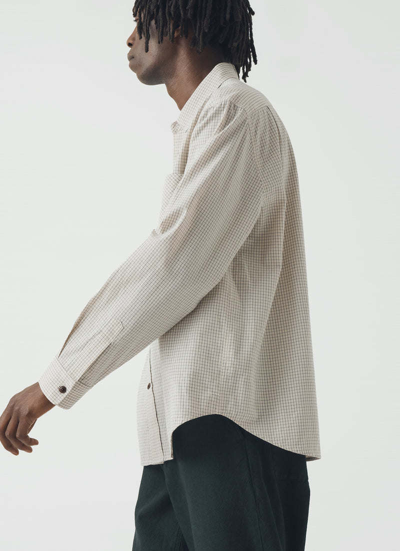 Counter Check Cotton Shirt | Ecru/Provence Blue