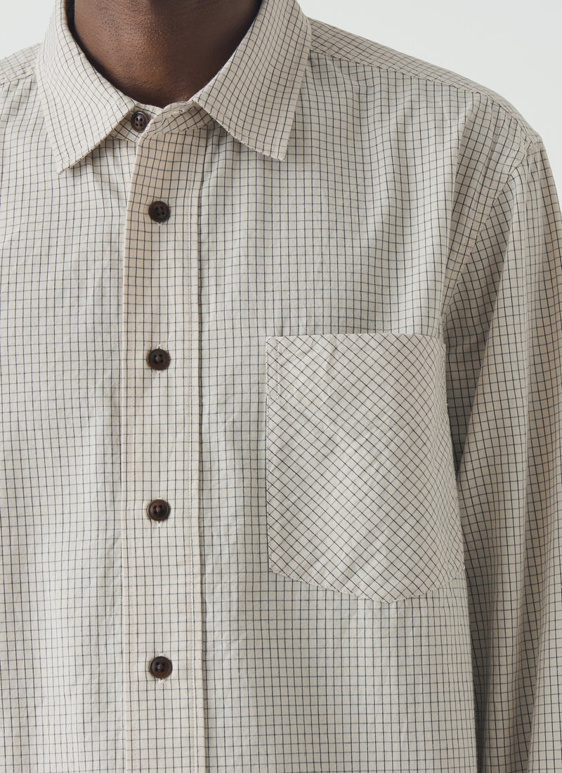 Counter Check Cotton Shirt | Ecru/Provence Blue