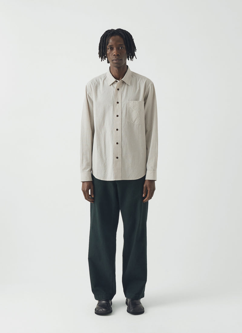 Counter Check Cotton Shirt | Ecru/Provence Blue