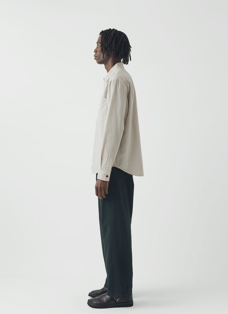 Counter Check Cotton Shirt | Ecru/Provence Blue