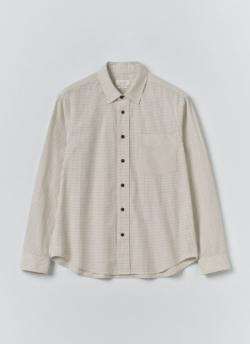 Counter Check Cotton Shirt | Ecru/Provence Blue