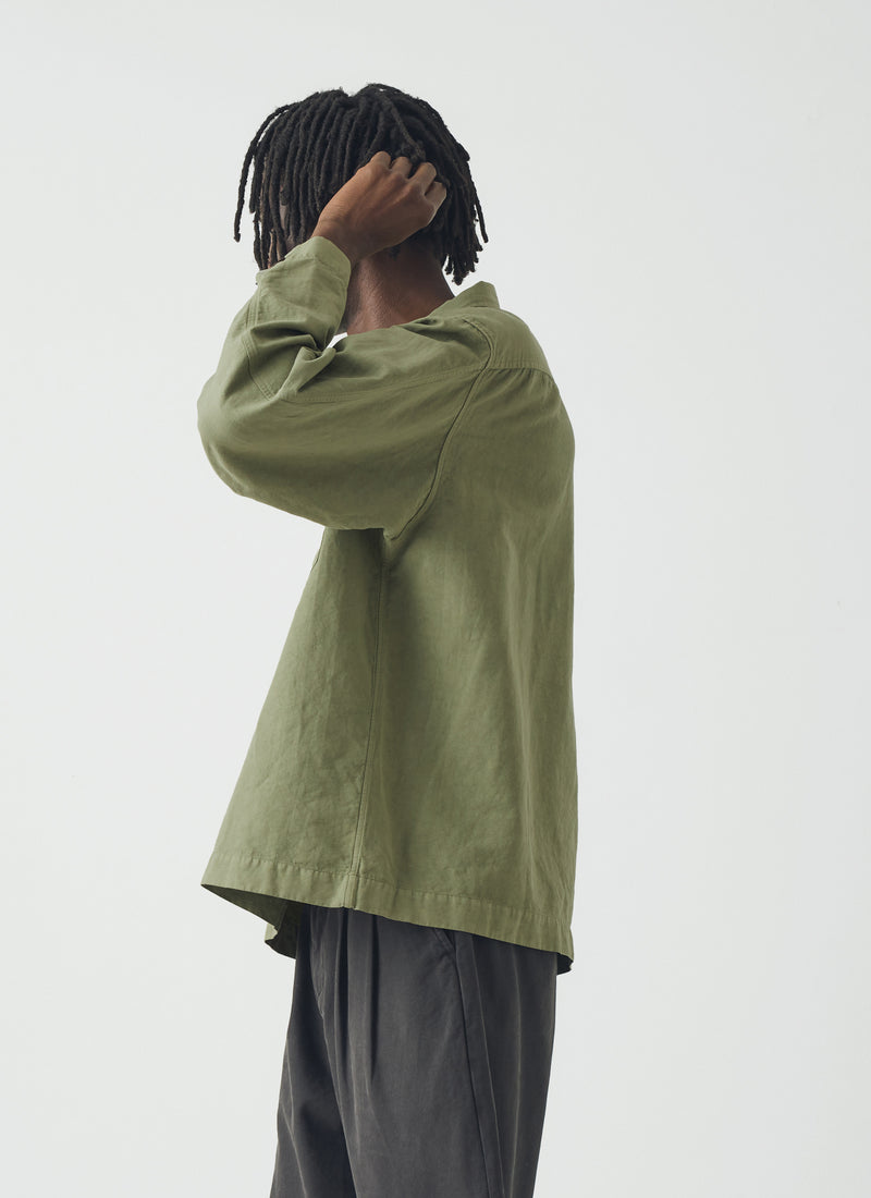 Cotton Linen Pull Over Shirt | Light Sage