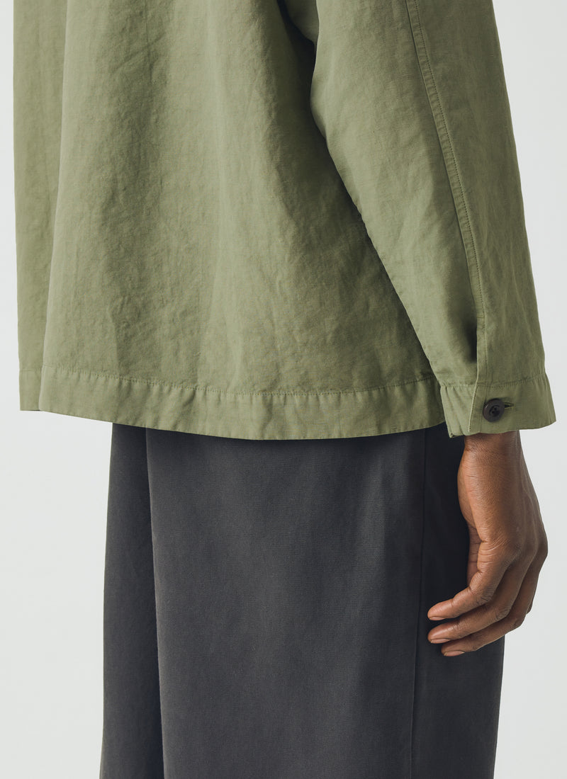 Cotton Linen Pull Over Shirt | Light Sage