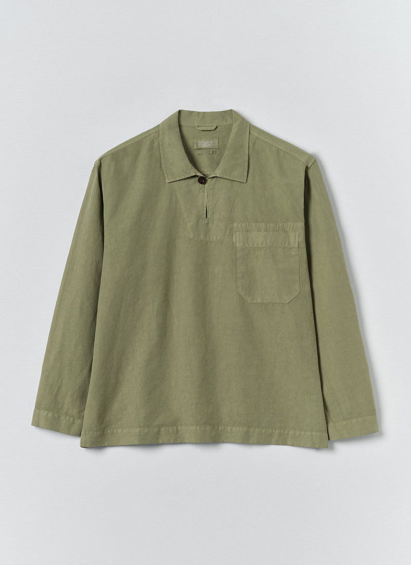 Cotton Linen Pull Over Shirt | Light Sage
