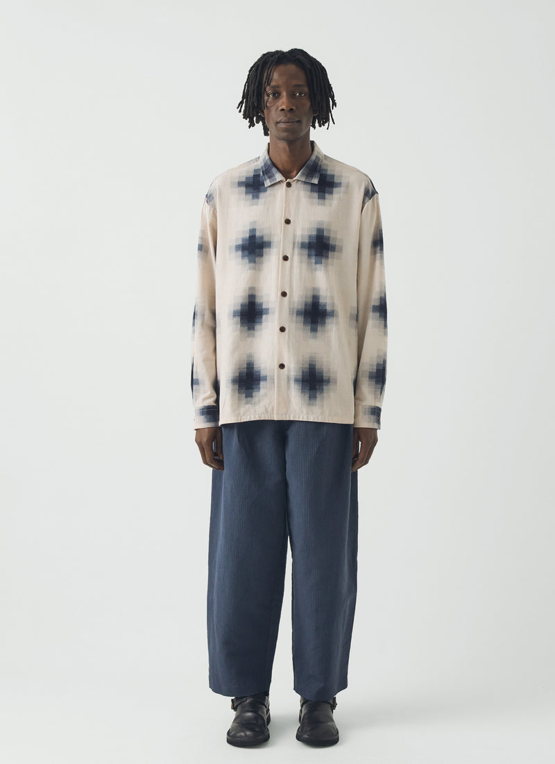Mosaic Cotton Ikat Shirt | Slate/Putty