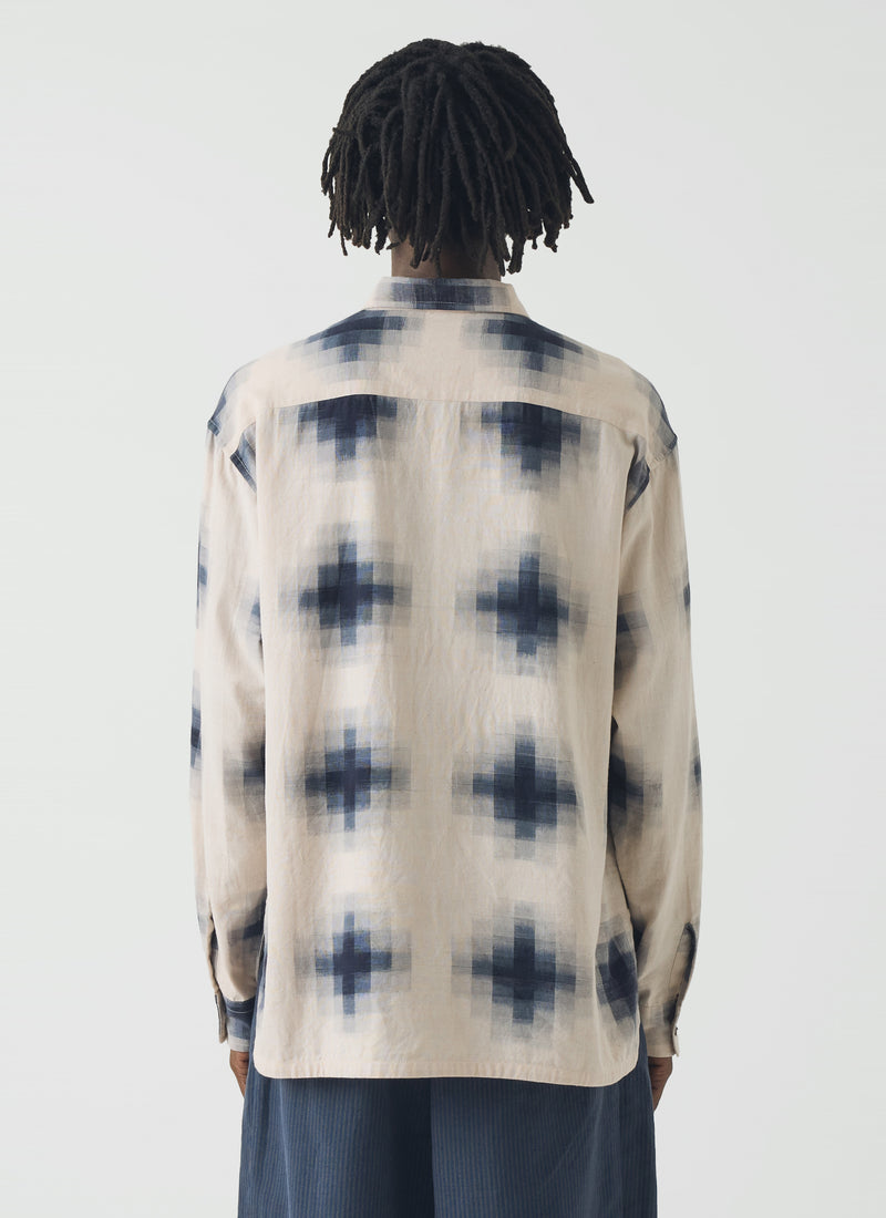 Mosaic Cotton Ikat Shirt | Slate/Putty