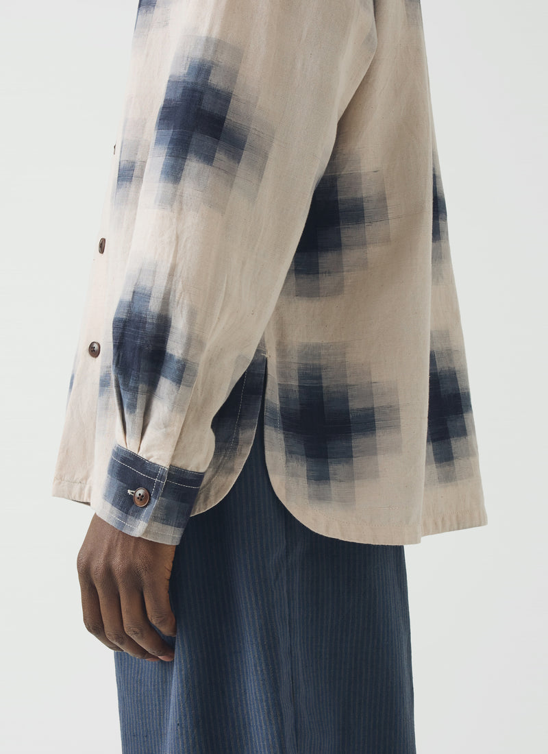 Mosaic Cotton Ikat Shirt | Slate/Putty