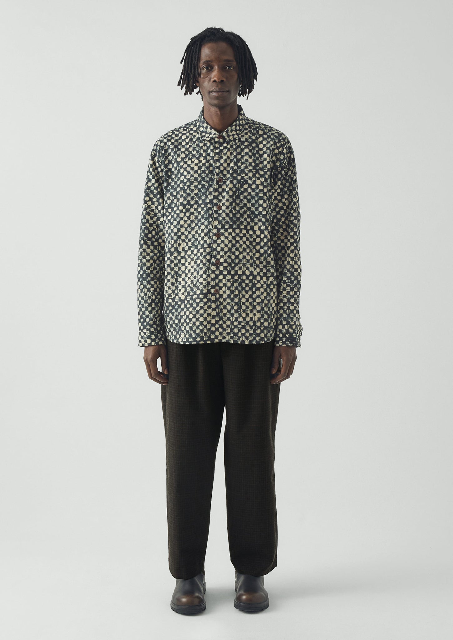 Batik Cook Check Shirt | Oil Green