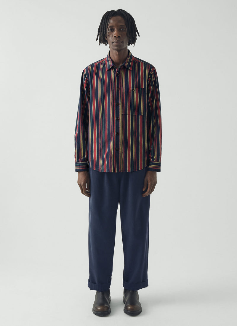 Pantry Stripe Cotton Shirt | Provencal Blue