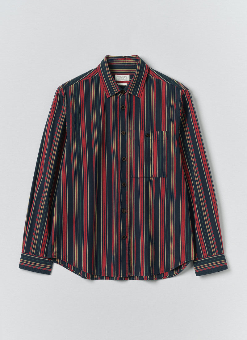 Pantry Stripe Cotton Shirt | Provencal Blue