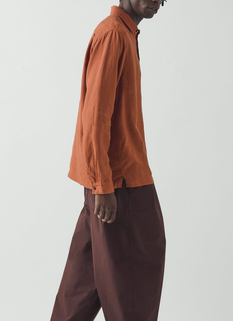 Half Placket Linen Shirt | Copper