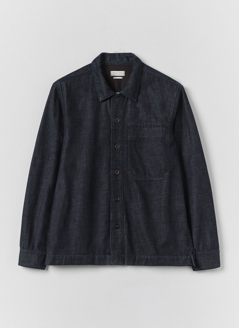 Straight Hem Indigo Denim Shirt | Indigo