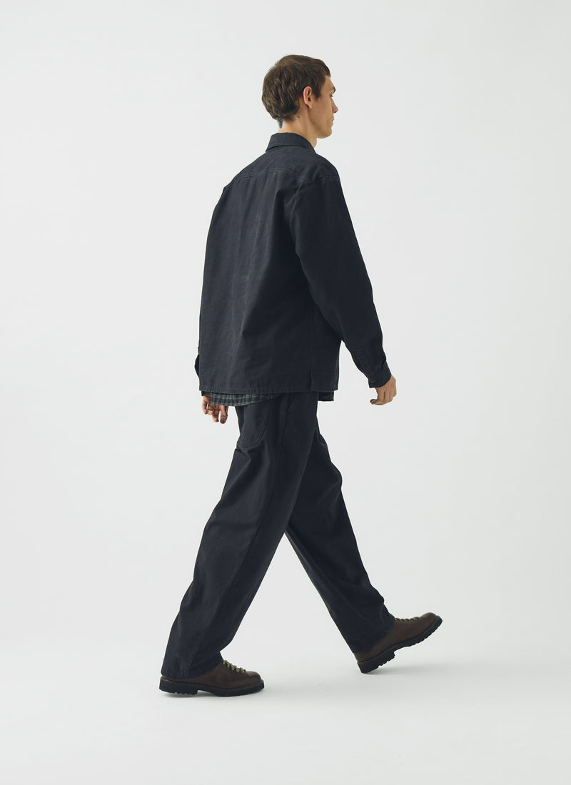 Popover Cotton Twill Workwear Shirt | Blue Black