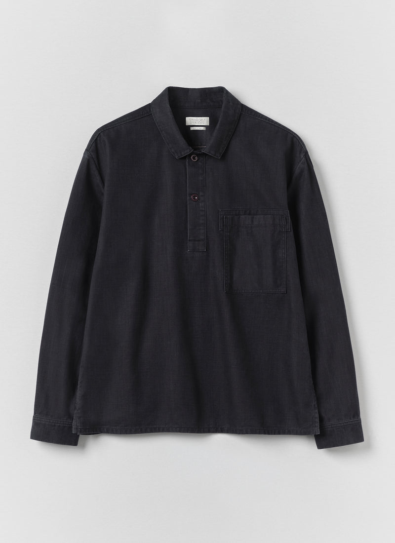 Popover Cotton Twill Workwear Shirt | Blue Black