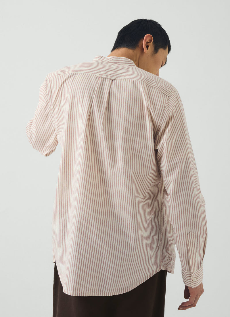 Jasper Cotton Stripe Shirt | Russet Red