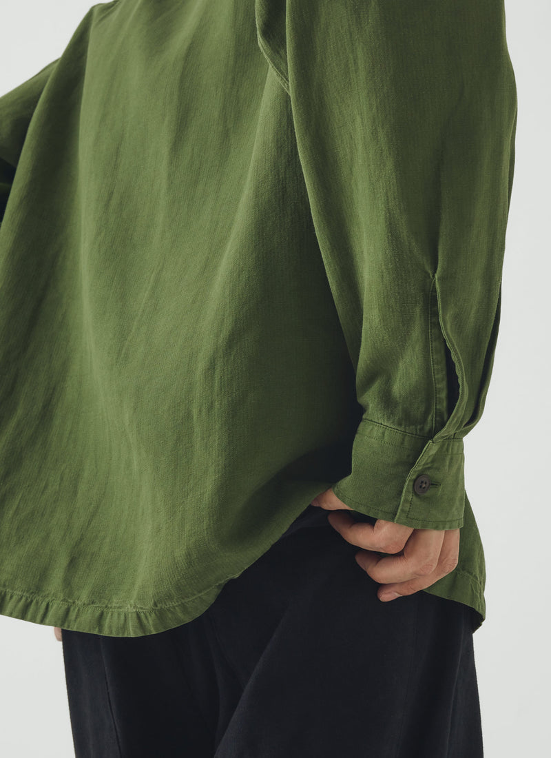 Lyocell Linen Herringbone Shirt | Fern Green