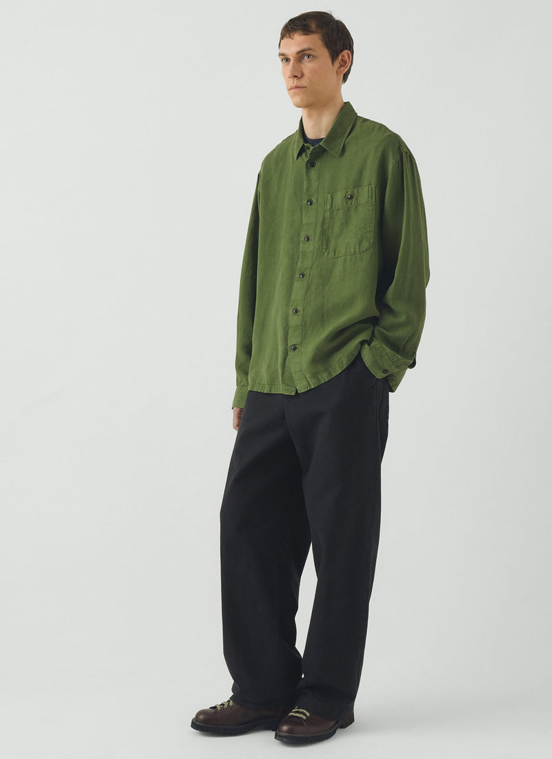 Lyocell Linen Herringbone Shirt | Fern Green