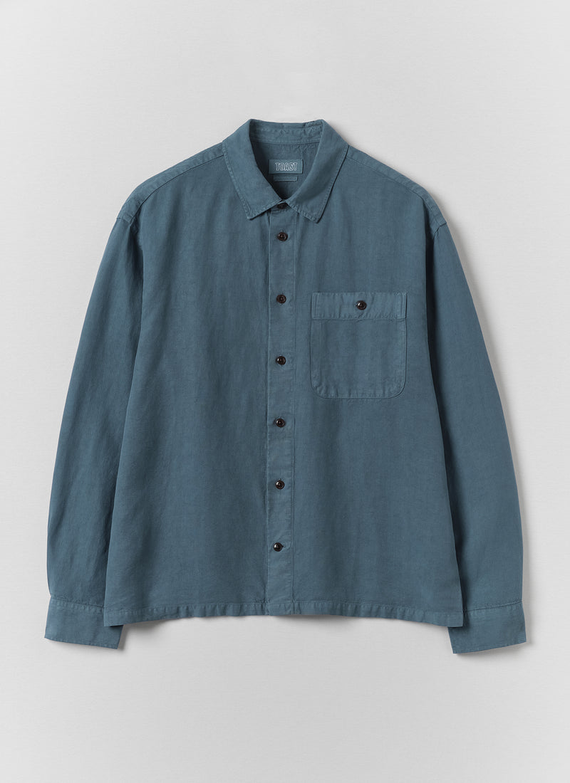 Lyocell Linen Herringbone Shirt | Myrtle Blue