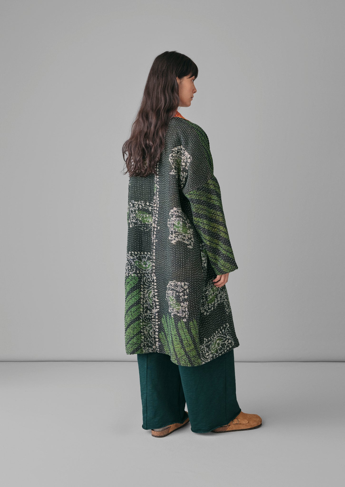 Repurposed Kantha Coat | Greens