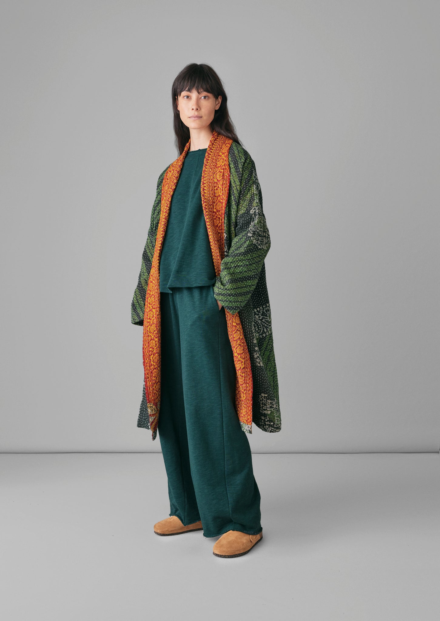 Repurposed Kantha Coat | Greens
