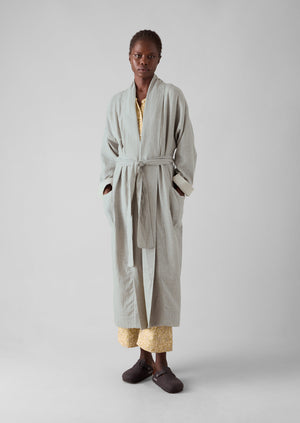 Soft Double Faced Cotton Gown | Grey Melange/Soft Clay