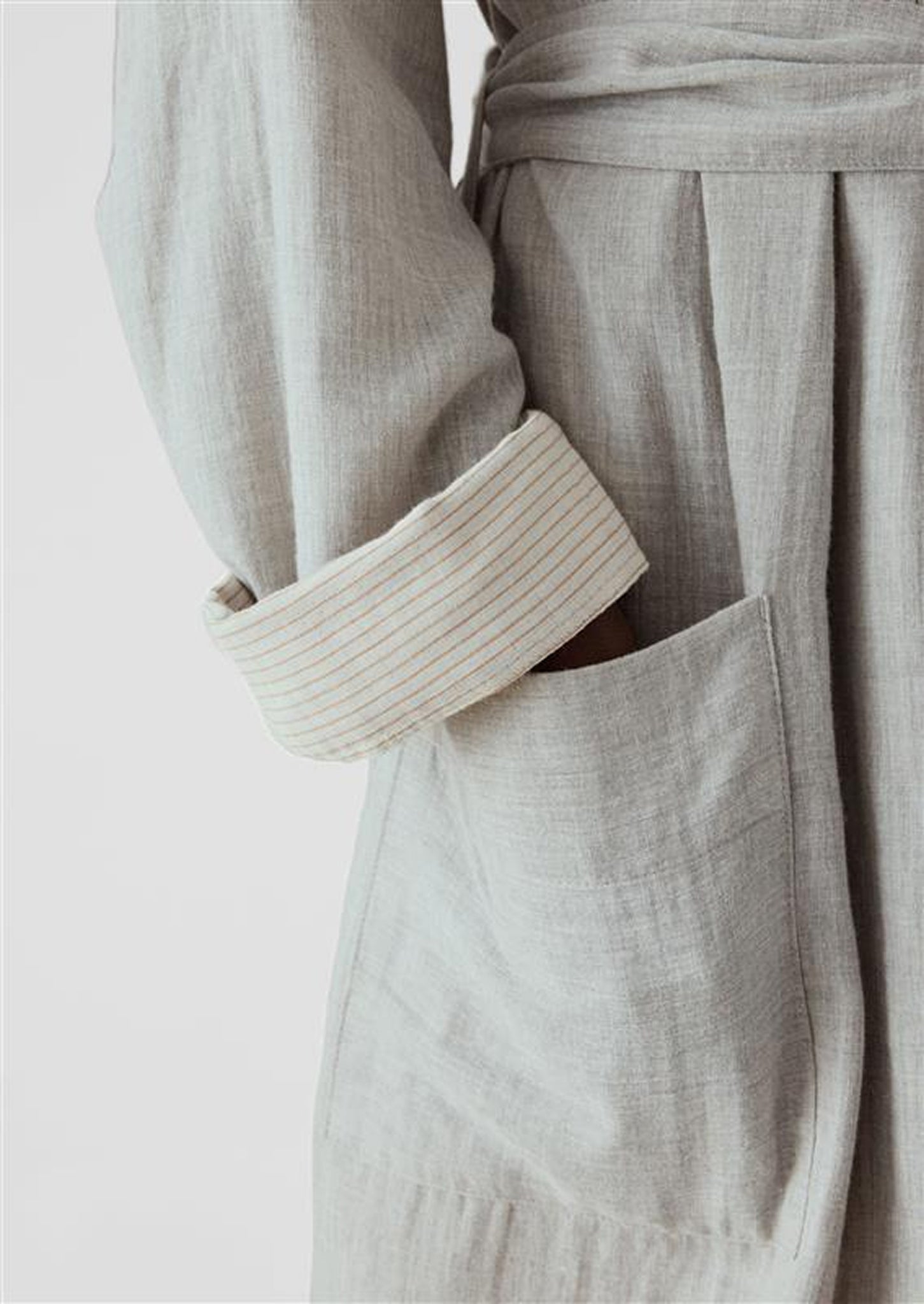 Soft Double Faced Cotton Gown | Grey Melange/Soft Clay