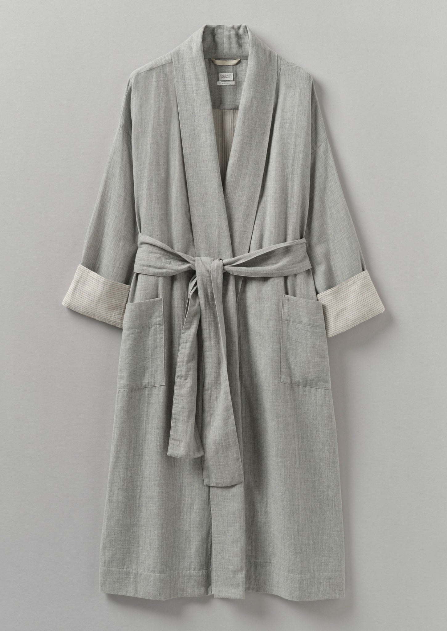 Soft Double Faced Cotton Gown | Grey Melange/Soft Clay